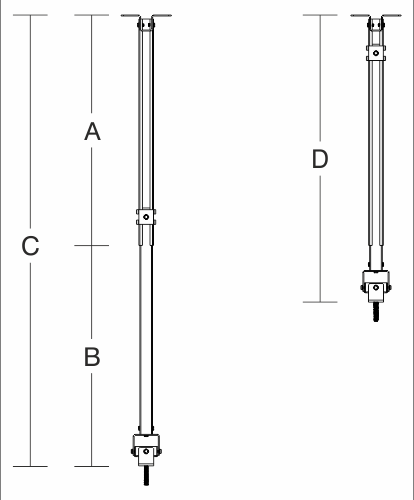 Projector Economy Wall/Ceiling Kit - Dimention Drawing